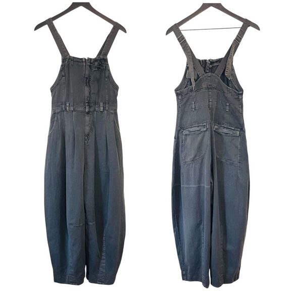 Free People Barrel Leg Overalls Gray - Picture 1 of 11